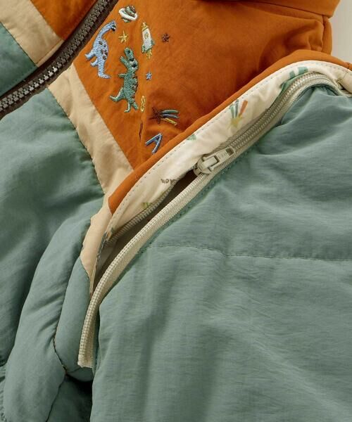 SLAP SLIP / スラップ スリップ ダウンジャケット・ベスト | 【お揃い】バイカラー恐竜ロケット総柄8WAYコート(80~130cm) | 詳細21