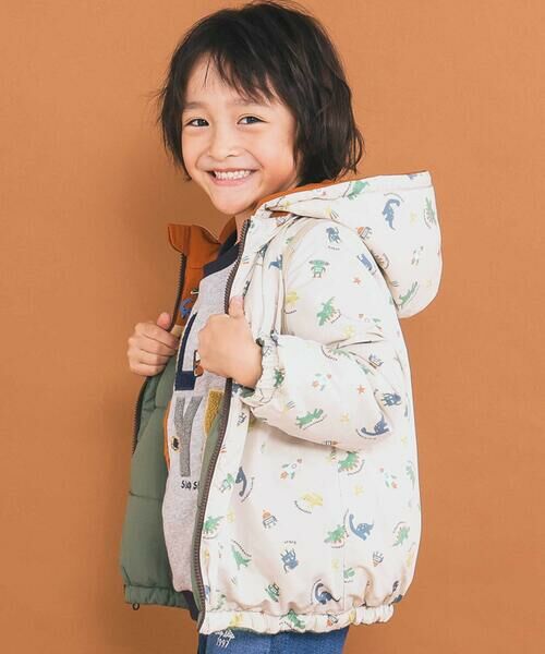 SLAP SLIP / スラップ スリップ ダウンジャケット・ベスト | 【お揃い】バイカラー恐竜ロケット総柄8WAYコート(80~130cm) | 詳細25