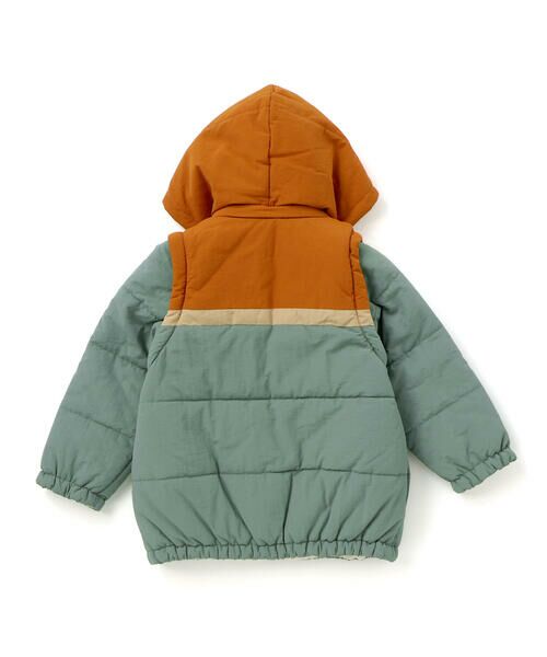 SLAP SLIP / スラップ スリップ ダウンジャケット・ベスト | 【お揃い】バイカラー恐竜ロケット総柄8WAYコート(80~130cm) | 詳細6