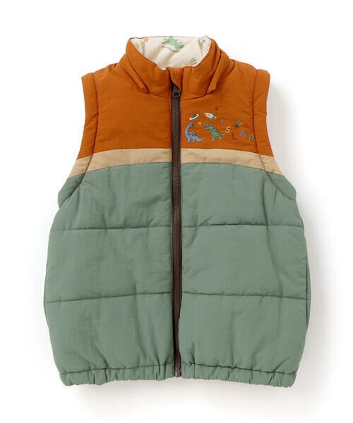 SLAP SLIP / スラップ スリップ ダウンジャケット・ベスト | 【お揃い】バイカラー恐竜ロケット総柄8WAYコート(80~130cm) | 詳細9