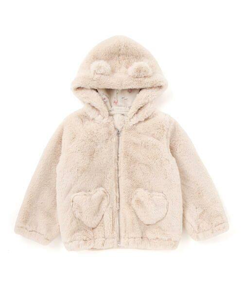 SLAP SLIP / スラップ スリップ ブルゾン | アニマルウサギクマネコハートポケット付きふわふわファージャケット(90~130cm) | 詳細17