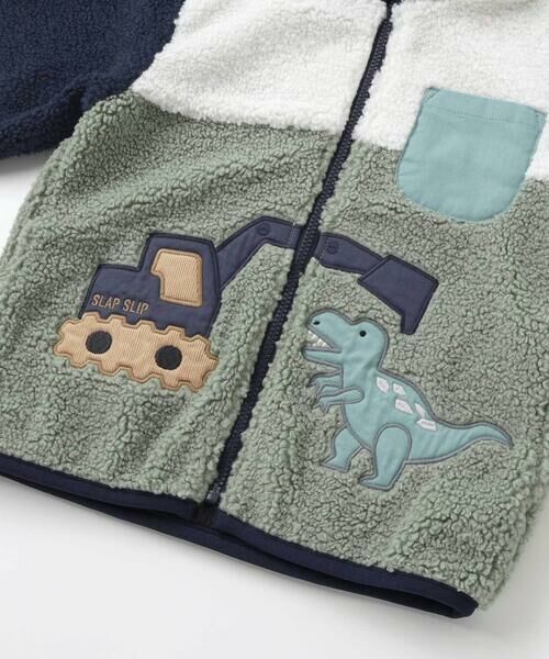 SLAP SLIP / スラップ スリップ ブルゾン | 恐竜ショベルカーパッチボアジャケット(80~130cm) | 詳細6