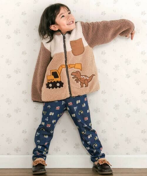 SLAP SLIP / スラップ スリップ ブルゾン | 恐竜ショベルカーパッチボアジャケット(80~130cm) | 詳細11