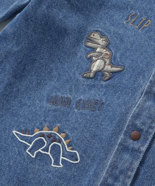 SLAP SLIP / スラップ スリップ シャツ・ブラウス | 【お揃い】恐竜刺しゅう切り替えチェックデニムコーデュロイシャツ(80~130cm) | 詳細12