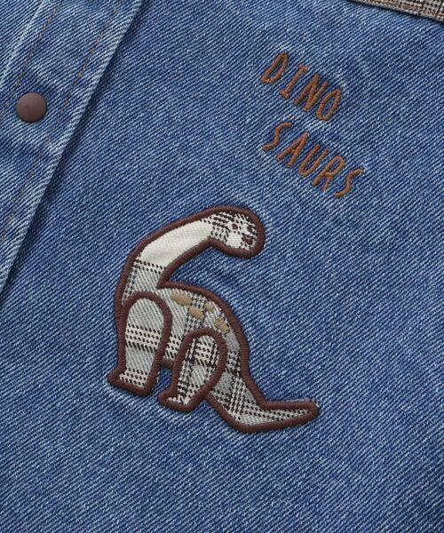 SLAP SLIP / スラップ スリップ シャツ・ブラウス | 【お揃い】恐竜刺しゅう切り替えチェックデニムコーデュロイシャツ(80~130cm) | 詳細13