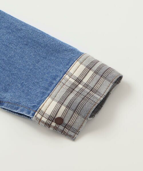 SLAP SLIP / スラップ スリップ シャツ・ブラウス | 【お揃い】恐竜刺しゅう切り替えチェックデニムコーデュロイシャツ(80~130cm) | 詳細9