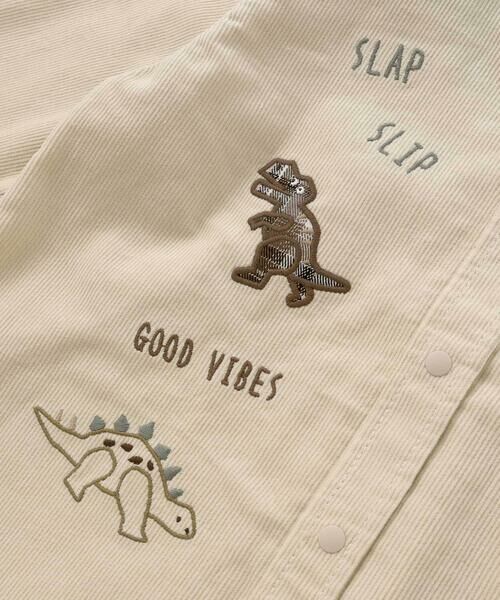 SLAP SLIP / スラップ スリップ シャツ・ブラウス | 【お揃い】恐竜刺しゅう切り替えチェックデニムコーデュロイシャツ(80~130cm) | 詳細18