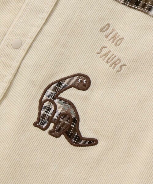 SLAP SLIP / スラップ スリップ シャツ・ブラウス | 【お揃い】恐竜刺しゅう切り替えチェックデニムコーデュロイシャツ(80~130cm) | 詳細19