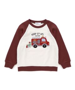 SLAP SLIP / スラップ スリップ スウェット | はたらくくるまおもちゃぽこぽこサガラ刺しゅうラグラントレーナー(80~130cm)