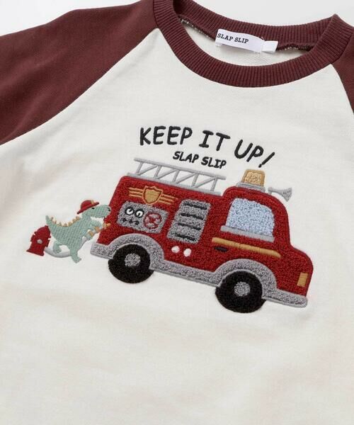 SLAP SLIP / スラップ スリップ スウェット | はたらくくるまおもちゃぽこぽこサガラ刺しゅうラグラントレーナー(80~130cm) | 詳細3