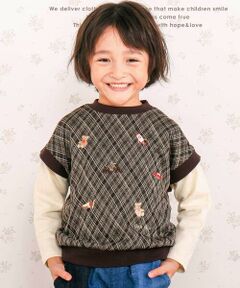 SLAP SLIP / スラップ スリップ スウェット | 【お揃い】いろいろモチーフ刺しゅうチェックドッキングトレーナー(80~130cm)