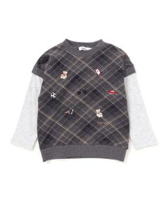 SLAP SLIP / スラップ スリップ スウェット | 【お揃い】いろいろモチーフ刺しゅうチェックドッキングトレーナー(80~130cm)