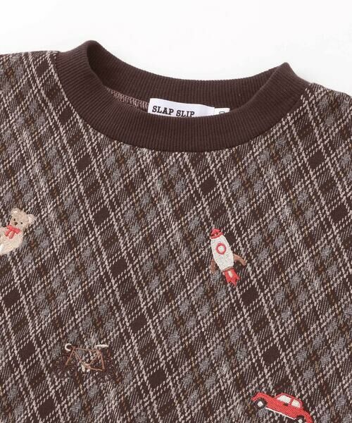 SLAP SLIP / スラップ スリップ スウェット | 【お揃い】いろいろモチーフ刺しゅうチェックドッキングトレーナー(80~130cm) | 詳細5