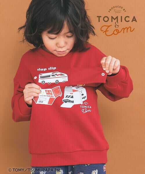 SLAP SLIP / スラップ スリップ スウェット | 【トミカとトム×SLAPSLIPコラボアイテム】はたらくくるまピラっとめくれるトレーナー(80~120cm) | 詳細2