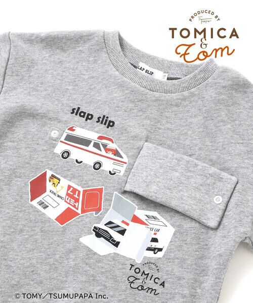 SLAP SLIP / スラップ スリップ スウェット | 【トミカとトム×SLAPSLIPコラボアイテム】はたらくくるまピラっとめくれるトレーナー(80~120cm) | 詳細13