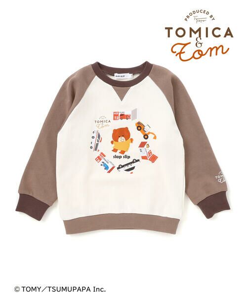 SLAP SLIP / スラップ スリップ スウェット | 【トミカとトム×SLAPSLIPコラボアイテム】はたらくくるまトムプリントラグラントレーナー(80~120cm) | 詳細12