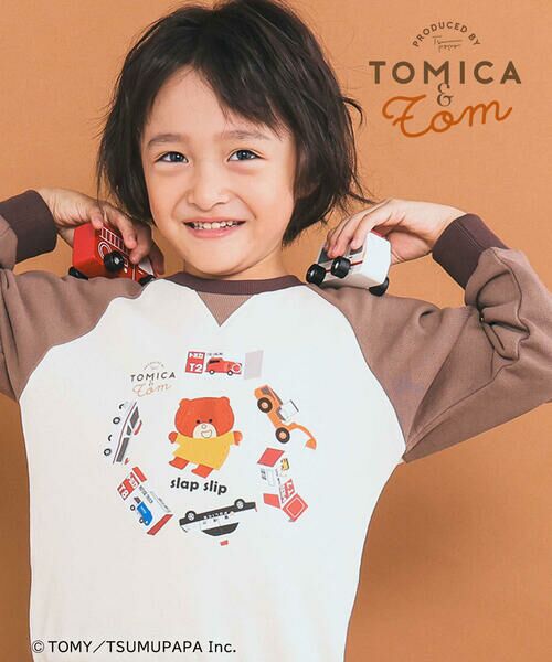 SLAP SLIP / スラップ スリップ スウェット | 【トミカとトム×SLAPSLIPコラボアイテム】はたらくくるまトムプリントラグラントレーナー(80~120cm) | 詳細11
