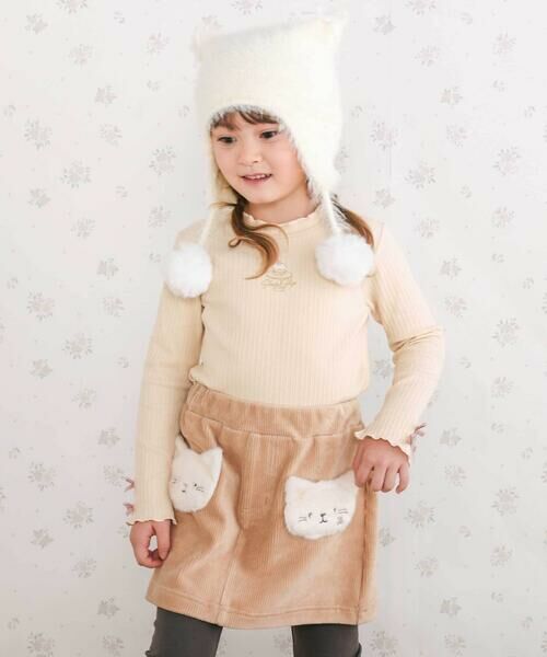 SLAP SLIP / スラップ スリップ ミニ・ひざ丈スカート | アニマルネコウサギパッチ刺しゅうポケットコーデュロイスカッツ(80~120cm) | 詳細6