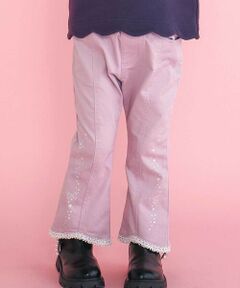 SLAP SLIP / スラップ スリップ チノ・ワークパンツ | キラキラプリント裾レースデニムツイルパンツ(90~130cm)