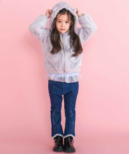 SLAP SLIP / スラップ スリップ チノ・ワークパンツ | キラキラプリント裾レースデニムツイルパンツ(90~130cm) | 詳細2