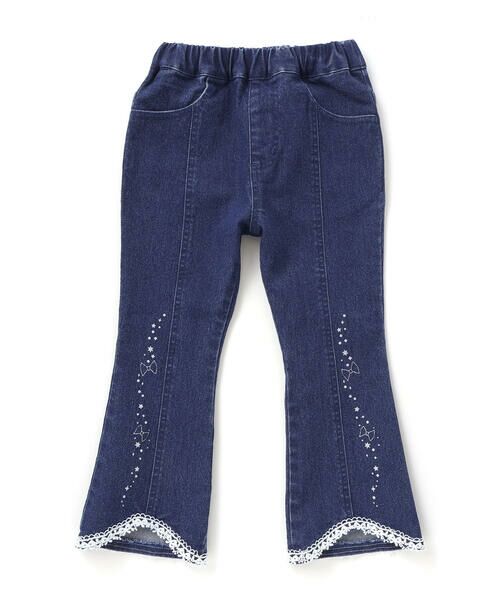 SLAP SLIP / スラップ スリップ チノ・ワークパンツ | キラキラプリント裾レースデニムツイルパンツ(90~130cm) | 詳細4