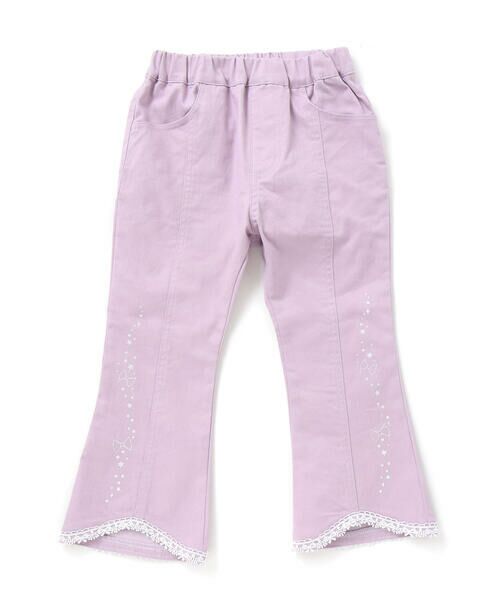 SLAP SLIP / スラップ スリップ チノ・ワークパンツ | キラキラプリント裾レースデニムツイルパンツ(90~130cm) | 詳細17