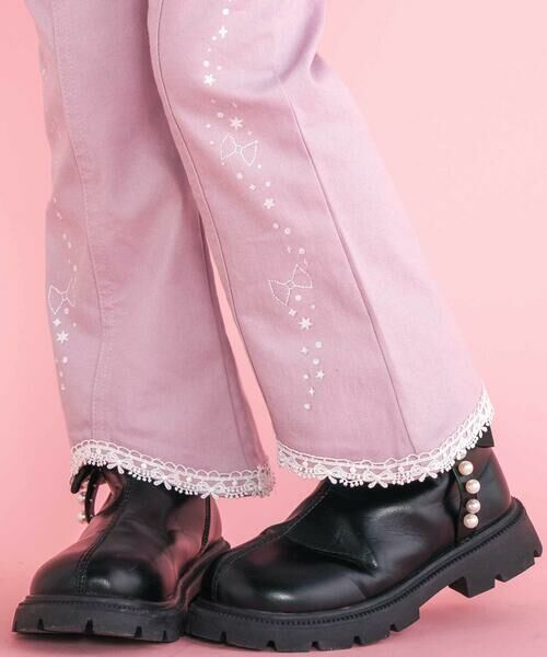 SLAP SLIP / スラップ スリップ チノ・ワークパンツ | キラキラプリント裾レースデニムツイルパンツ(90~130cm) | 詳細16