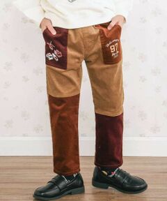 SLAP SLIP / スラップ スリップ チノ・ワークパンツ | はたらくくるまポケット刺しゅうデニムコーデュロイ切り替えパンツ(80~130cm)