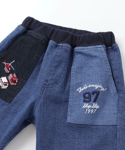 SLAP SLIP / スラップ スリップ チノ・ワークパンツ | はたらくくるまポケット刺しゅうデニムコーデュロイ切り替えパンツ(80~130cm) | 詳細6