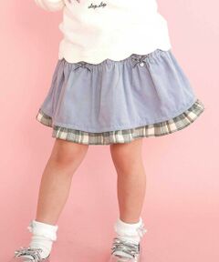 SLAP SLIP / スラップ スリップ ミニ・ひざ丈スカート | コーデュロイ×チェックレイヤードスカパン(90~130cm)