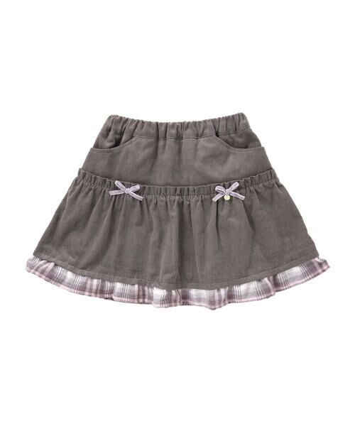 SLAP SLIP / スラップ スリップ ミニ・ひざ丈スカート | コーデュロイ×チェックレイヤードスカパン(90~130cm) | 詳細15