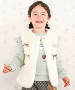 SLAP SLIP / スラップ スリップ ベスト | リボン付きワンスナップボアファーベスト(80~130cm)