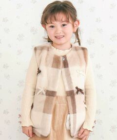 SLAP SLIP / スラップ スリップ ベスト | リボン付きワンスナップボアファーベスト(80~130cm)