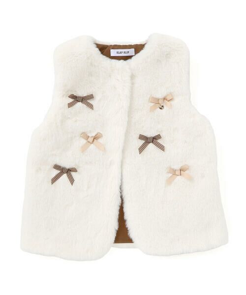 SLAP SLIP / スラップ スリップ ベスト | リボン付きワンスナップボアファーベスト(80~130cm) | 詳細2