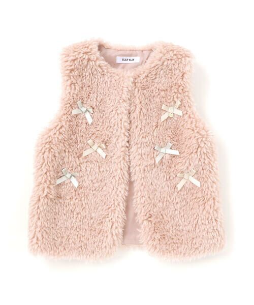 SLAP SLIP / スラップ スリップ ベスト | リボン付きワンスナップボアファーベスト(80~130cm) | 詳細13