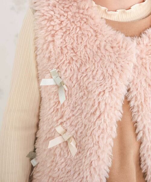 SLAP SLIP / スラップ スリップ ベスト | リボン付きワンスナップボアファーベスト(80~130cm) | 詳細12