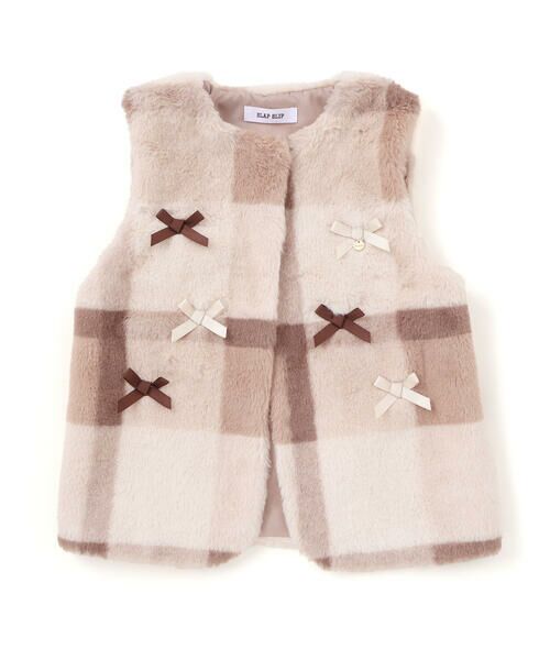 SLAP SLIP / スラップ スリップ ベスト | リボン付きワンスナップボアファーベスト(80~130cm) | 詳細17