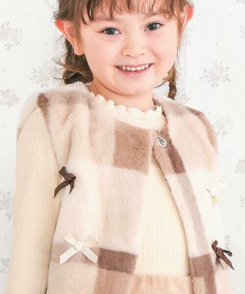 SLAP SLIP / スラップ スリップ ベスト | リボン付きワンスナップボアファーベスト(80~130cm) | 詳細15