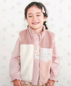 SLAP SLIP / スラップ スリップ ベスト | 胸刺しゅうバイカラーリバーシブルボアベスト(80~130cm)