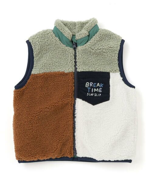 SLAP SLIP / スラップ スリップ ベスト | 胸刺しゅうバイカラーリバーシブルボアベスト(80~130cm) | 詳細11