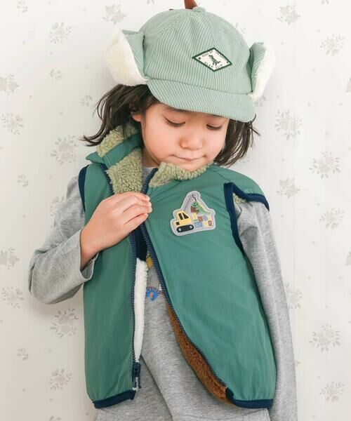 SLAP SLIP / スラップ スリップ ベスト | 胸刺しゅうバイカラーリバーシブルボアベスト(80~130cm) | 詳細10