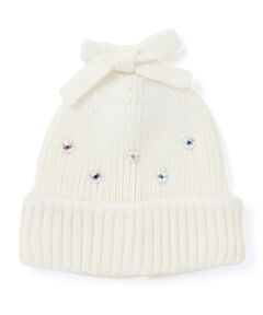 SLAP SLIP / スラップ スリップ ニットキャップ | ハートビジューリボンニット帽(48~55cm)