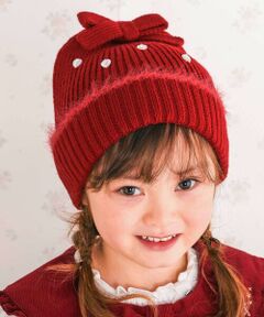 SLAP SLIP / スラップ スリップ ニットキャップ | ハートビジューリボンニット帽(48~55cm)