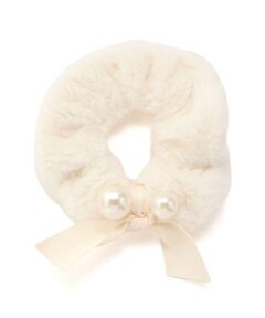 SLAP SLIP / スラップ スリップ ヘアゴム・シュシュ | ふわふわファーパール風ビーズリボン付きシュシュ