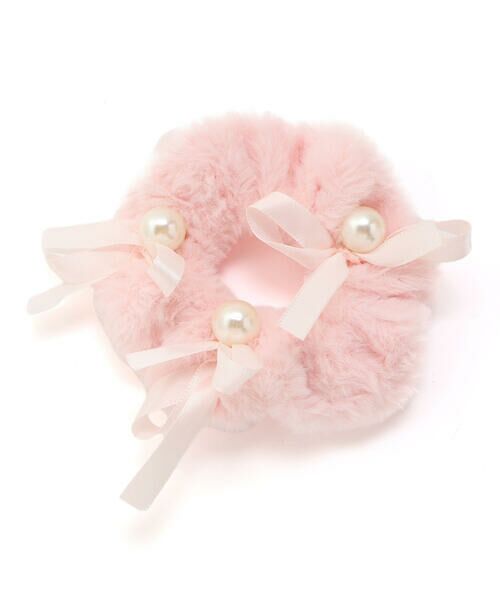 SLAP SLIP / スラップ スリップ ヘアゴム・シュシュ | ふわふわファーパール風ビーズリボン付きシュシュ | 詳細4