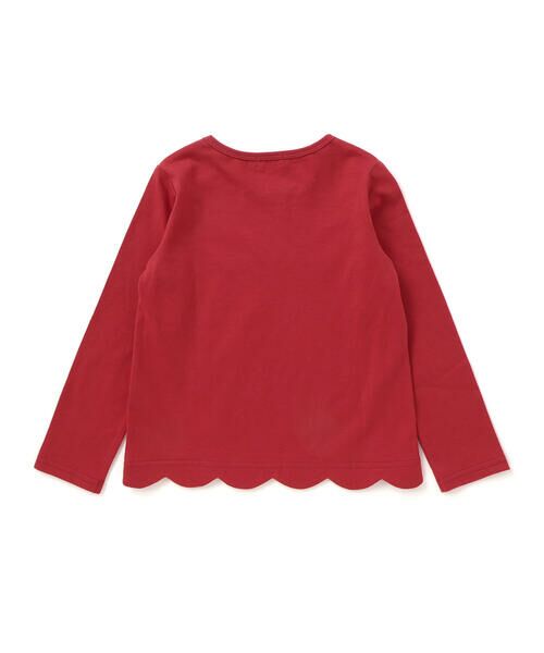 SLAP SLIP / スラップ スリップ Tシャツ | 無地ボーダーイチゴ花刺しゅう裾スカラップTシャツ(80~130cm) | 詳細4