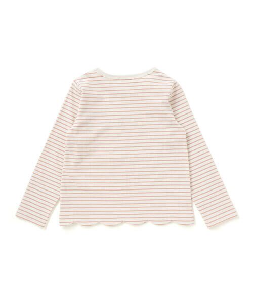 SLAP SLIP / スラップ スリップ Tシャツ | 無地ボーダーイチゴ花刺しゅう裾スカラップTシャツ(80~130cm) | 詳細7