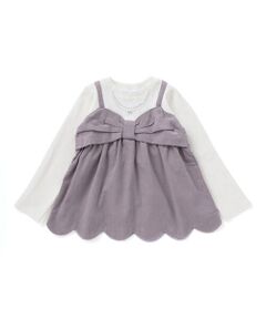 SLAP SLIP / スラップ スリップ Tシャツ | 裾スカラップリボンキャミソールドッキングTシャツ(80~130cm)