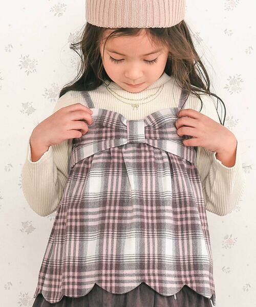 SLAP SLIP / スラップ スリップ Tシャツ | 裾スカラップリボンキャミソールドッキングTシャツ(80~130cm) | 詳細4