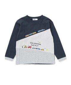 SLAP SLIP / スラップ スリップ Tシャツ | はたらくくるま電車ぐんぐんのぼるよ切り替えTシャツ(80~130cm)